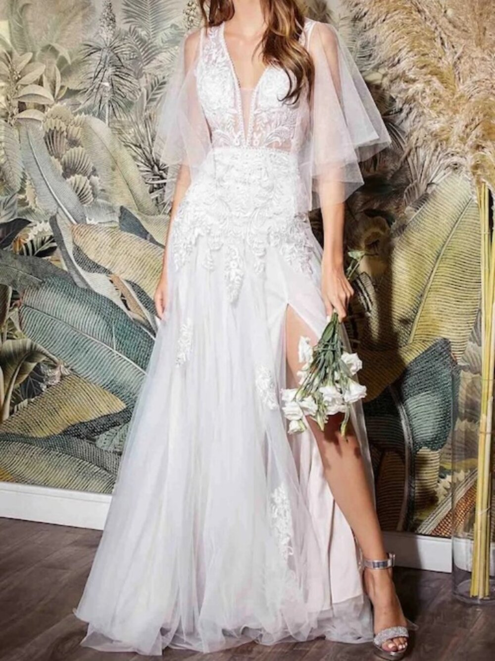 Cinderella Divine Off White Embellished Tulle Wedding Gown